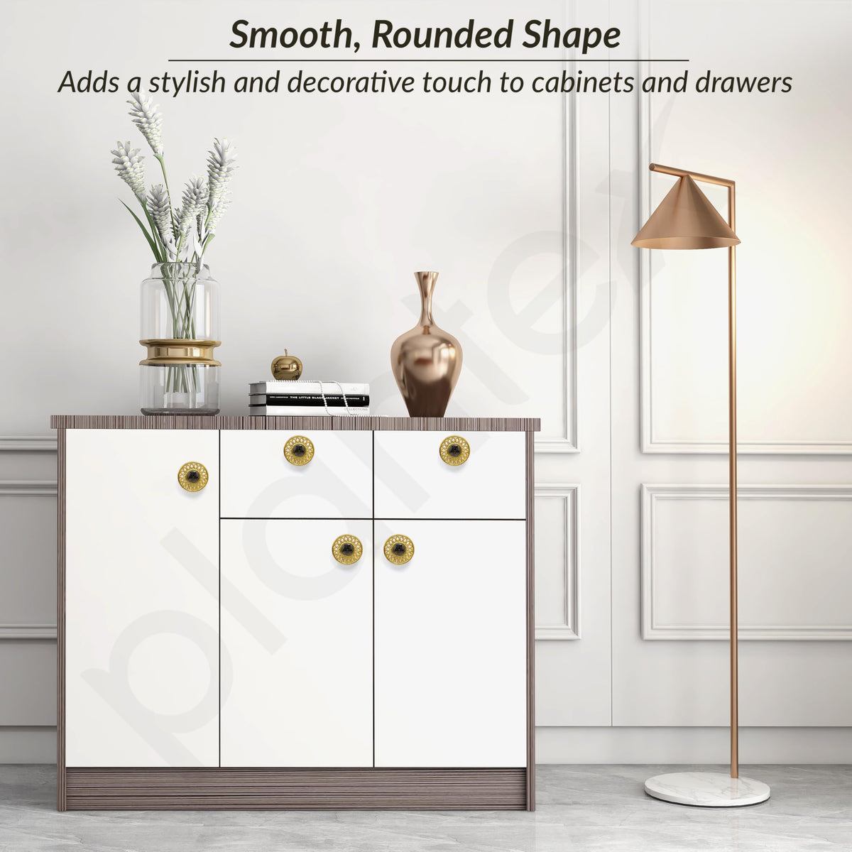 Plantex Drawer Knobs/Round Knobs for Cabinets/Pull-Push Knobs for Drawer Home/Office Cabinets - Pack of 3 (Gold) - Zinc-3
