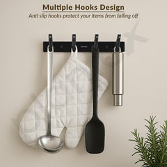 Plantex Wall Hooks for Hanging Cloth/Stainless Steel Towel Hangers/Bathroom Robe Hooks/Door Hangers/Square Wall Hook/Hook Rail for Hanging Keys - 4 Hooks (Pack of 3, PVD Black)-2