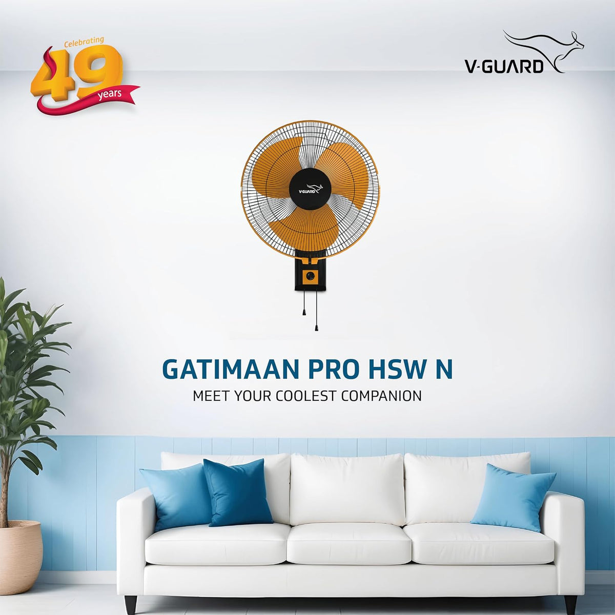 V-Guard Gatimaan Pro HSW N 400 mm High Speed Wall Fan (Orange Black)