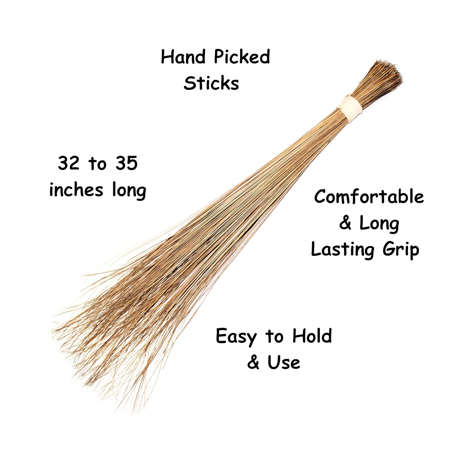Nilavan Coconut Broom Sticks for Home Cleaning - Pack of 1|Coconut Grass Brooms with Multiple Layer Grip|Durable & Multi-Usage|32-35 Inches Long|5.5-6.5 Inches Circumference (Standard, 1), hard_floor