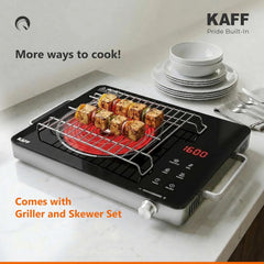 Kaff 2200W Electric Infrared Cooktop Stove | High Gloss Glass Finish | Digital Display | 4 Preset Cooking Modes | Touch 