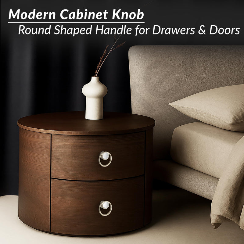 Plantex Drawer Knobs/Ring Drawer Kadi/Pull-Push Knobs for Kitchen/Bedroom Drawer - Pack of 3 (Satin White & Chrome)-5