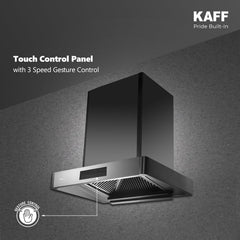Kaff XPRO 60 cm Filterless Auto Clean Kitchen Chimney | 1400 m³/hr Suction | Motion Sensor & Touch Control | Black Glass