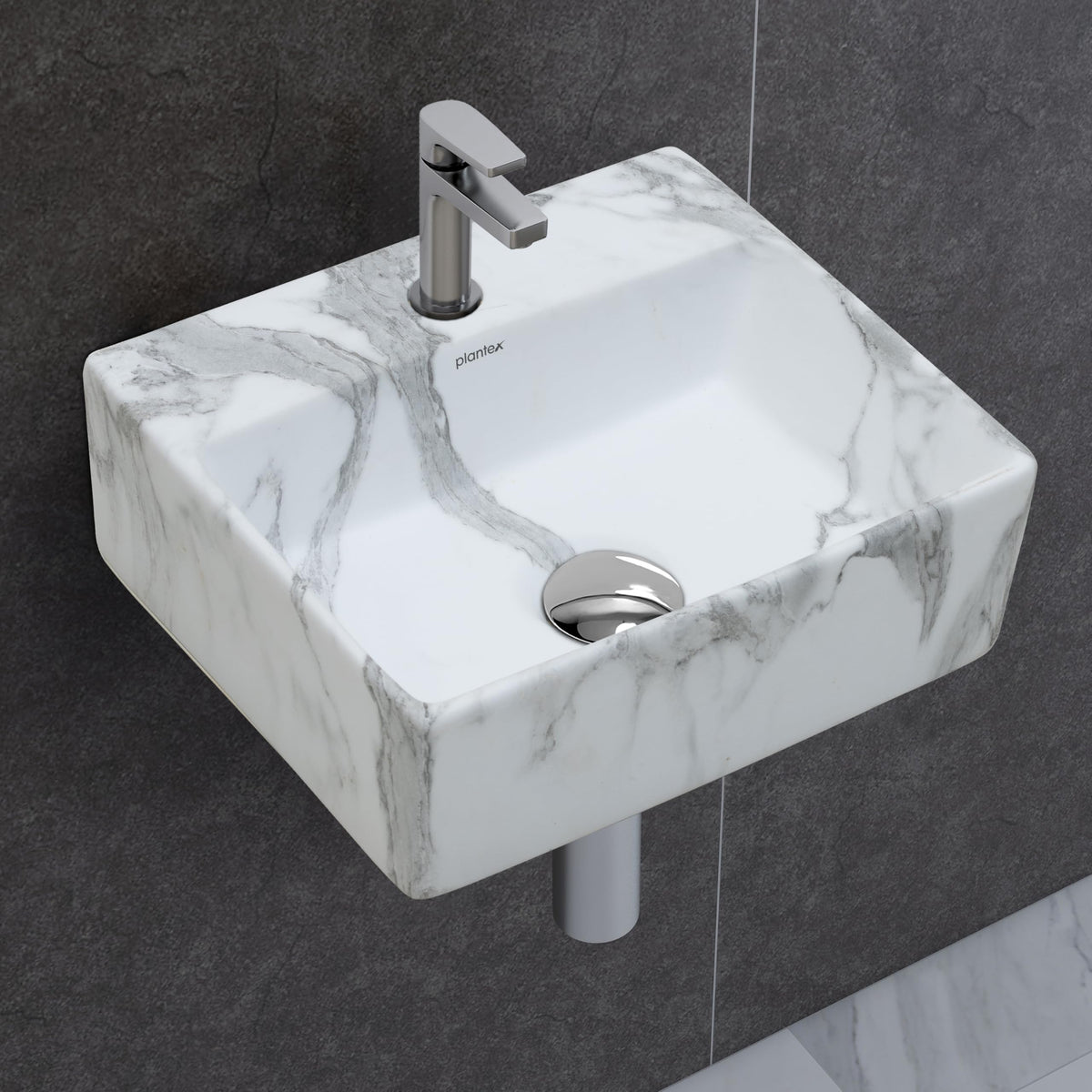 Plantex Tabletop Wash Basin for Bathroom/Designer Ceramic Basin/Rectangle Countertop Wash Basin/Home/Office (13 x 11.5 x 5 Inch)