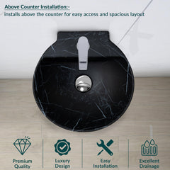 Plantex Ceramic Wall Hung Wash Basin/Wall Mount Basin for Bathroom/Washbasin Sink for Home/Office/Restaurant (Black - 15 x 15 x 5 Inch)-5