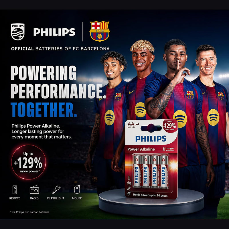 Philips LR6P4B/94 AA Power Alkaline Battery (Pack of 4)