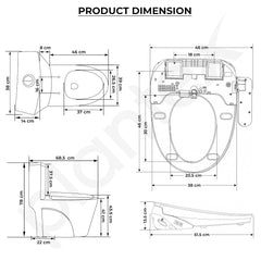 Plantex Smart Commode for Toilet/One Piece Commode with Smart Toilet Seat/Floor Mount Toilet - S Trap (White)-2