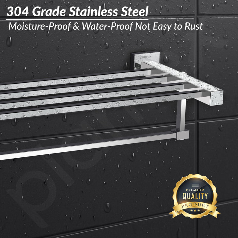 Plantex 304 Grade Stainless Steel 24 inch Towel Rack/Towel Hanger for Bathroom/Towel Rod/Towel Bar/Bathroom Accessories - Splash (Chrome)-4