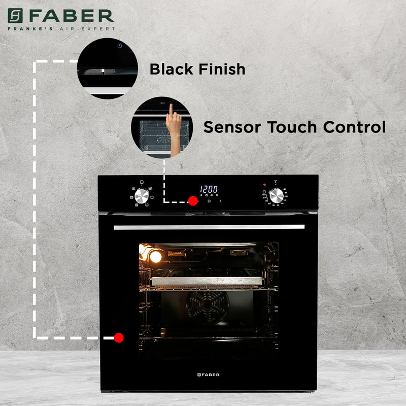 Faber 83L 6F Air Fryer Built-in Oven|360° Grill with In-Chamber Light|Auto Program with Digital Timer|Touch/Knob Control