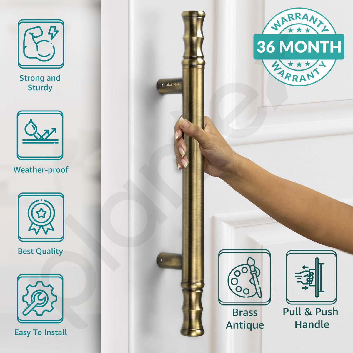 Plantex Main Door Handle/Door & Home Decore/14 Inch Main Door Handle/Pull-Push Handle - Pack of 1 (Brass Antique)-2