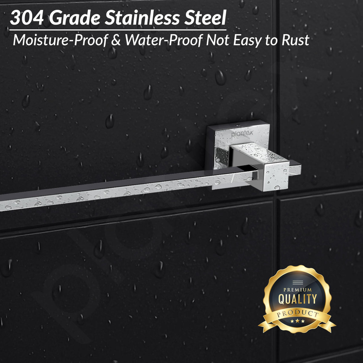 Plantex 304 Grade Stainless Steel 24 inch Towel Hanger/Holder for Bathroom/Single Towel Rod/Towel Bar/Towel Stand/Bathroom Accessories - Splash (Chrome)-4