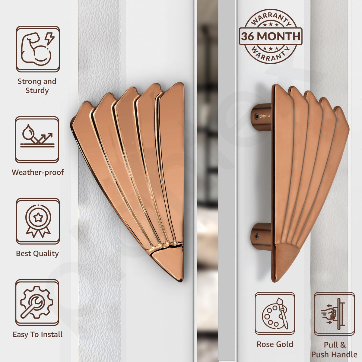 Plantex Door Handle/6 Inch Main Door Handle/Handle for Wooden Door/Pull-Push Door Handle/Door Accessories (Pack of 1, Rose Gold)