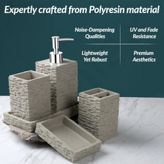 Plantex Polyresin Bathroom Accessories Set Soap Dispenser/Toothbrush Holder/Bathroom Tray/Tumbler Holder/Soap Dish - 5 Piece(923)-2