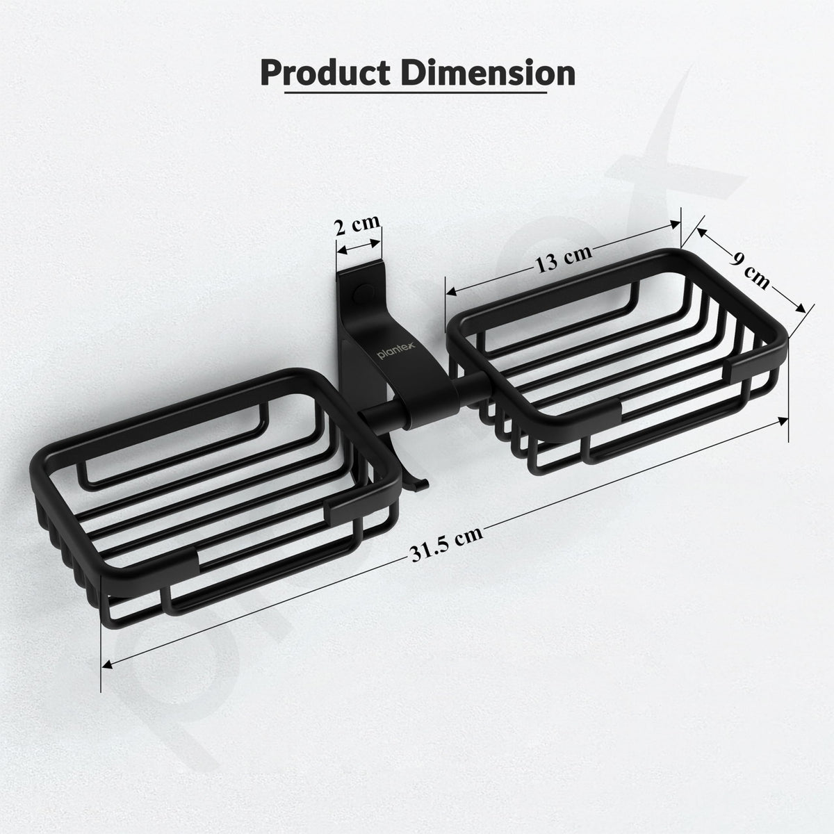 Plantex Aluminum Bathroom Dual Soap Holder with Hook/Soap Stand/Soap Dish/Bathroom Accessories - Black-4