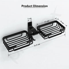 Plantex Aluminum Bathroom Dual Soap Holder with Hook/Soap Stand/Soap Dish/Bathroom Accessories - Black-4