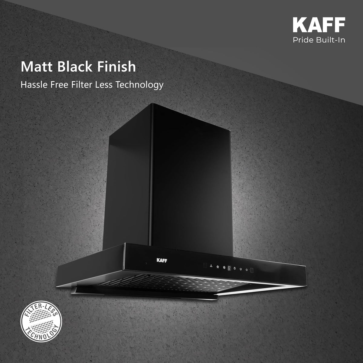 Kaff ASHPRO (SUPER) DHC 60cm Auto Clean Kitchen Chimney | 1450 m³/h Suction | Filterless Dry Heat Technology | Gesture &