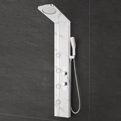 Plantex SS-304 Marble Textured Shower Panel for Bathroom with Showerhead/Hand Shower with Hose Pipe & Clamp/Body Massage Jets/Bathroom Shower System -(KM-8099)-1