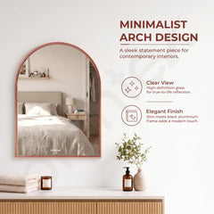 Plantex Aluminium Frame Mirror for Bathroom/Wall Mount Half-Capsule Mirror for Bedroom/Dressing Room/Living Room/Entryway - (Rose Gold, 18x24 Inch)-4
