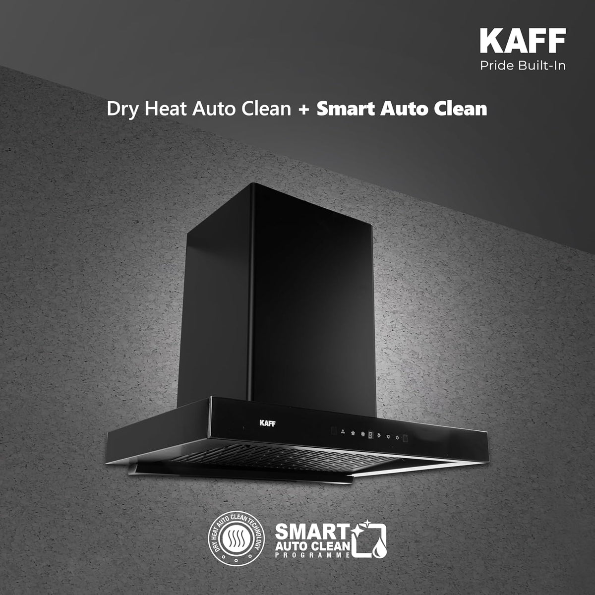 Kaff ASHPRO (SUPER) DHC 60cm Auto Clean Kitchen Chimney | 1450 m³/h Suction | Filterless Dry Heat Technology | Gesture &