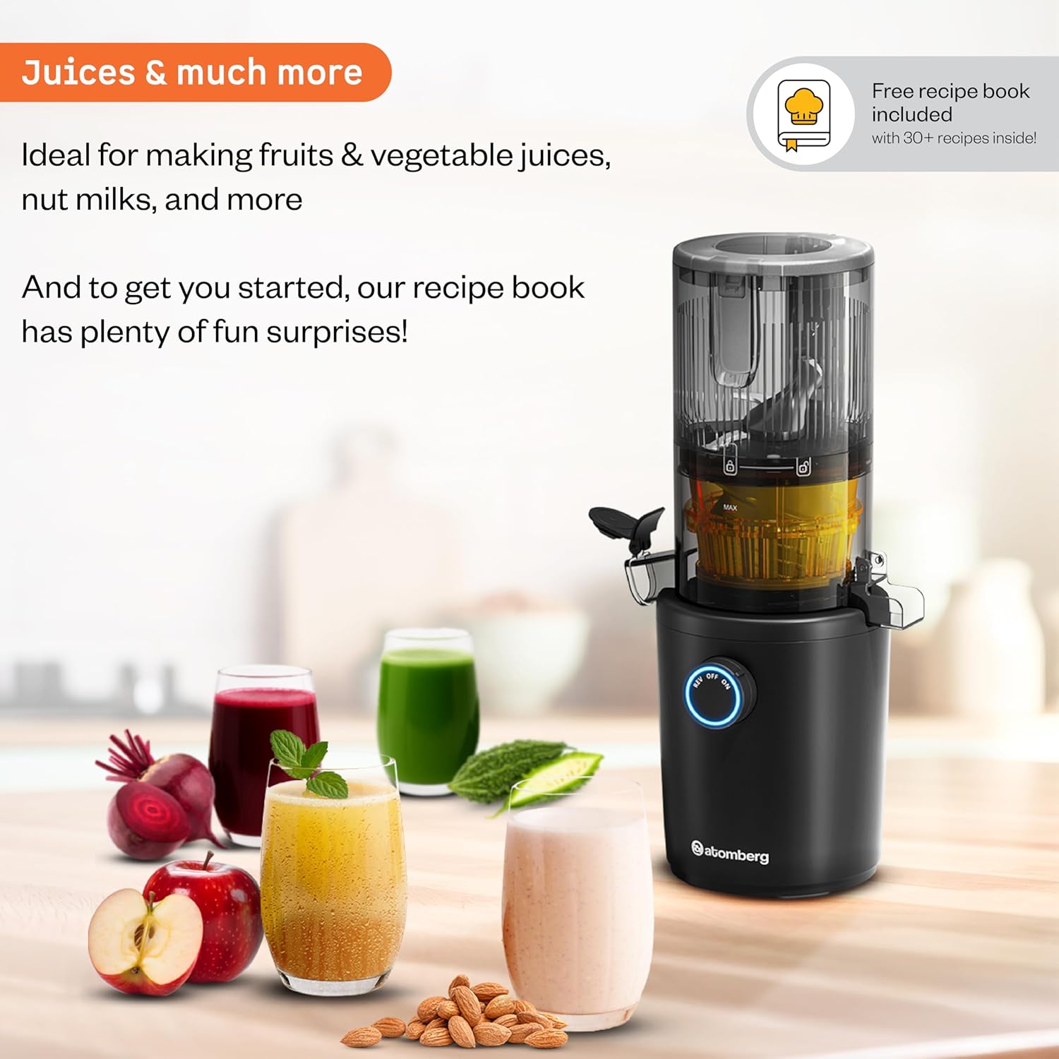 Atomberg Althea Cold Press Juicer | High Nutrition | Easy Assembly & Cleaning | Intelligent Auto Reverse | Advanced Safety Features | Ideal for Fruit, Veggie Juices & Nut Milks