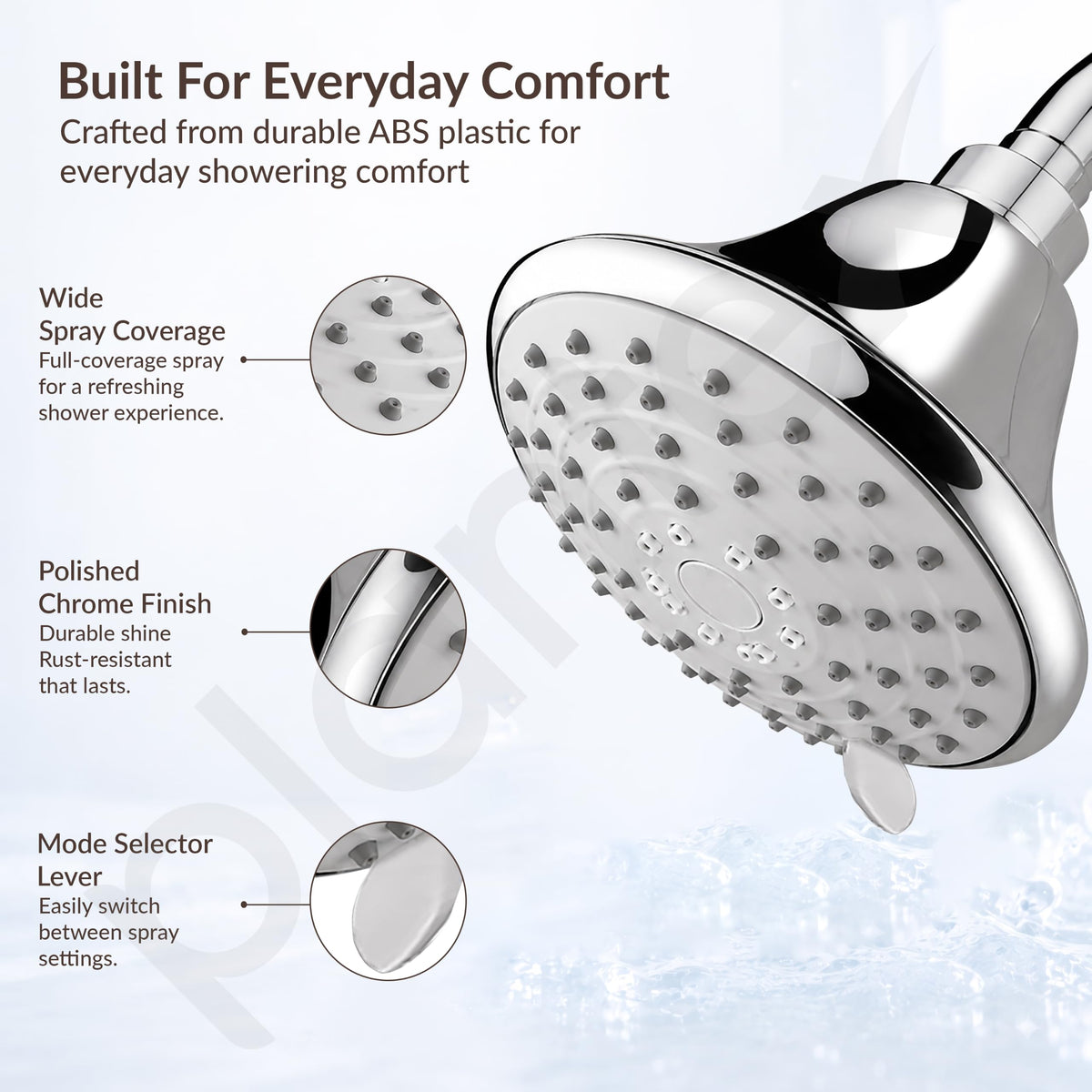 Plantex 4 Inch ABS Shower Head for Bathroom/3-Mode Round Head Shower for Bathroom/High Pressure Overhead Shower - (Chrome)-2