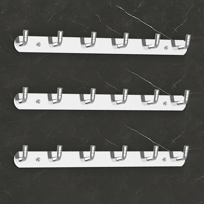 Plantex Wall Hooks for Hanging Cloth/Stainless Steel Towel Hangers/Bathroom Robe Hooks/Door Hangers/Wall Hook Rack/Hook Rail for Hanging Keys - 6 Hooks (Pack of 3, Chrome)-1