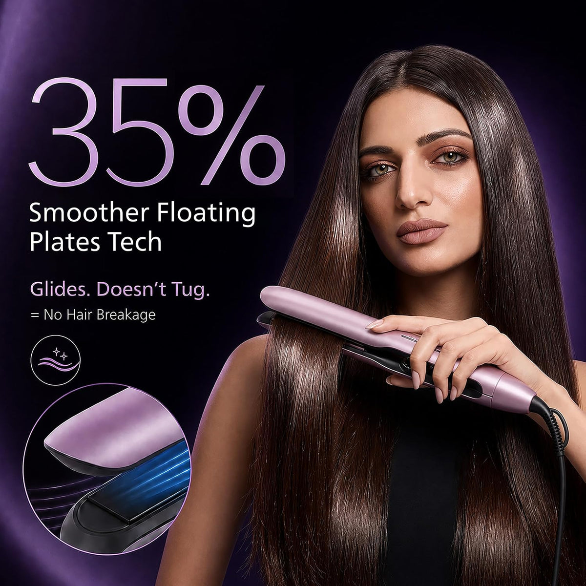 Philips One Stroke Hair Straightener with BluGlide Tech (bhs530)