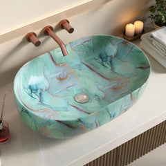Plantex Ceramic Matt Tabletop Wash Basin for Bathroom/Designer Hand Wash Sink/Oval Countertop Bathroom Sink/Home/Office (21.5 x 13.5 x 6 Inch)-1