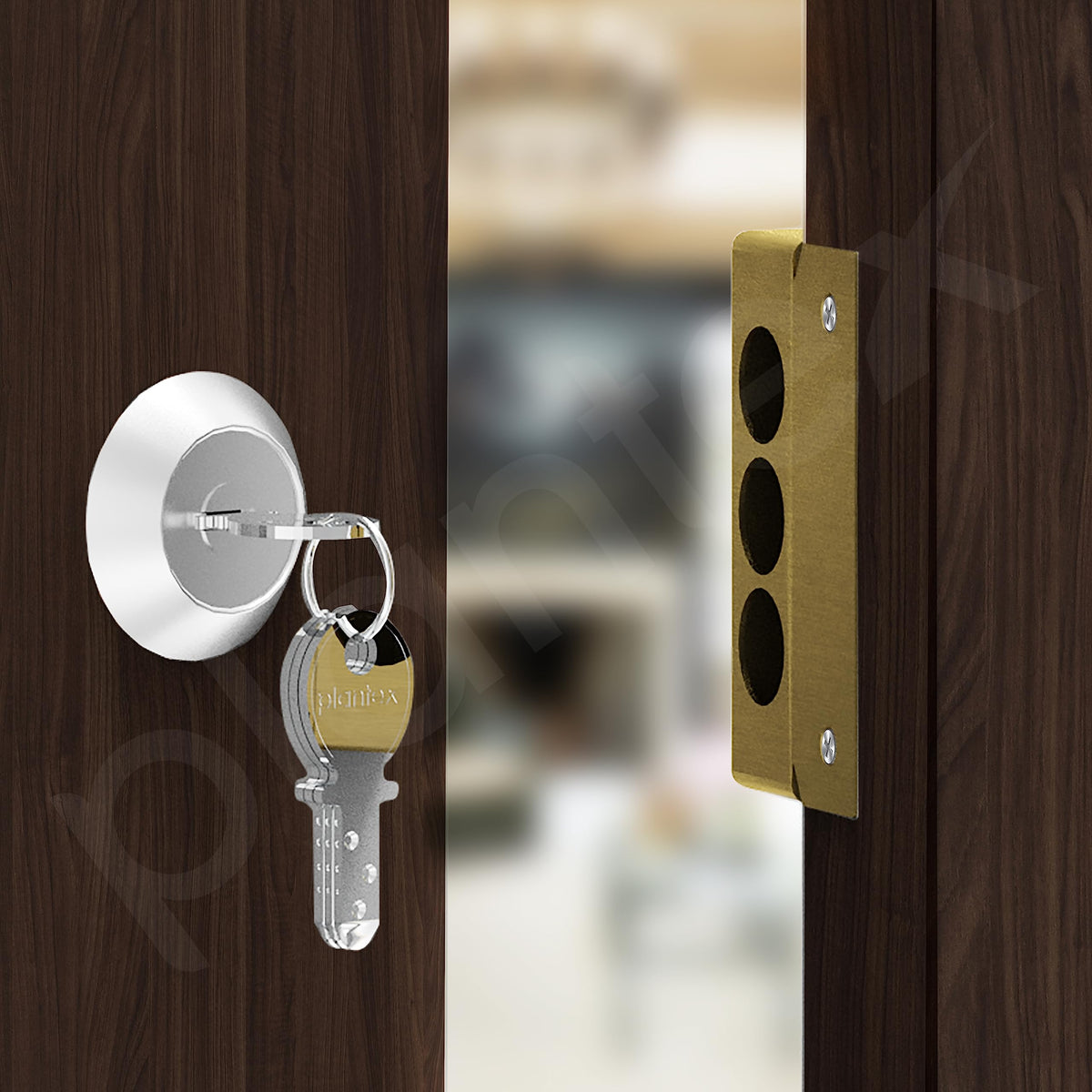 Plantex Heavy Duty Tri Bolt Keypad Lock with Key & Knob for Main Door/Suitable on Single Door for Home,Office,Hotel (Brass Antique)-3