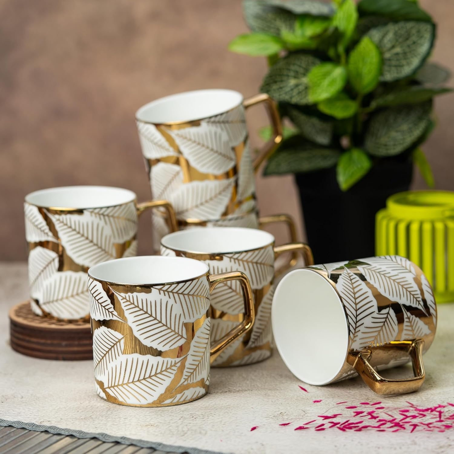 Clay Craft Fine Ceramic Director Coffee Mug Set of 6-215 Ml Each, Mugs for Coffee, Cups Set, Ideal for Gifting, Perfect for Home & Office, Elegant Ceramic Tea Cup Set (E612)