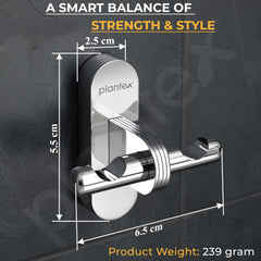 Plantex Robe Hook for Bathroom/Pure Brass Clothes Hanging Hook/Hook for Wall/Bathroom Accessories - Pack of 1 (APS-GIA-04, Chrome)-4