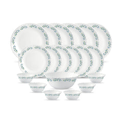 La Opala Diva Classique Collection Opal Glass Crockery | for Family of 6 | Dinner Set 19 pcs Tulip Passion | Plates & Bowls for Dining | Microwave Safe | 100% Vegetarian | Extra Strong | White