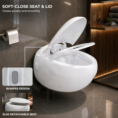 Plantex Ceramic Commode for Toilet/Rim Oval Shape Wall Hung Commode/Washdown Western Toilet with Soft Closing Toilet Seat (P-Trap, White)-4