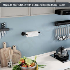 Plantex Stainless Steel Paper Holder/Kitchen Tissue Paper Roll Holder/Wall Mount Towel Stand/Kitchen Accessories - Pack of 1 (Black)-2