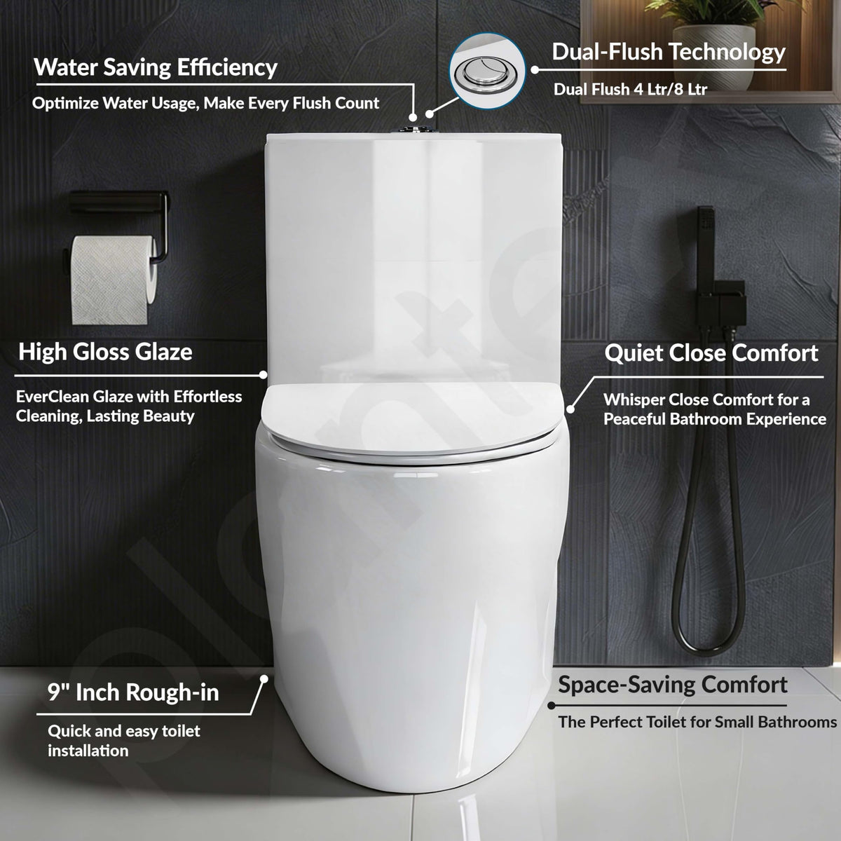 Plantex Platinum Ceramic Rimless Western Commode/One Piece Floor Mounted Commode/Siphonic Vaccum Flush Toilet with Soft Close Toilet Seat Cover - S Trap Outlet (White)-2