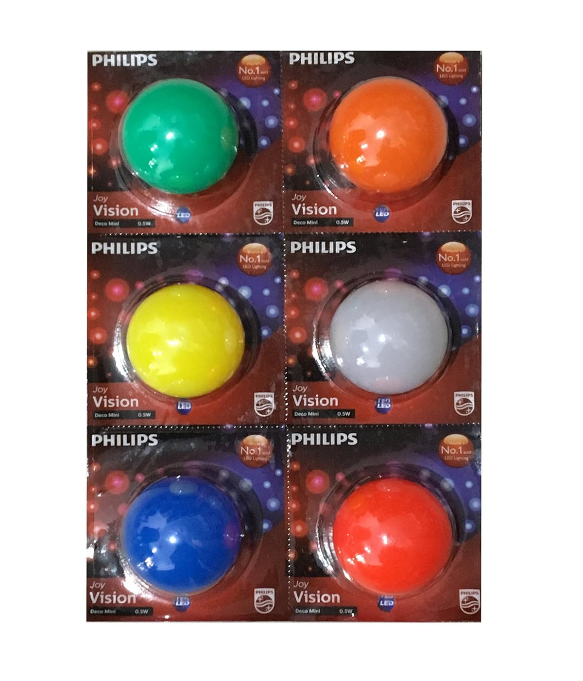 Philips B22d LED Decomini, Multicolor, Pack of 6 (PHI-0.5 Decomini-6)