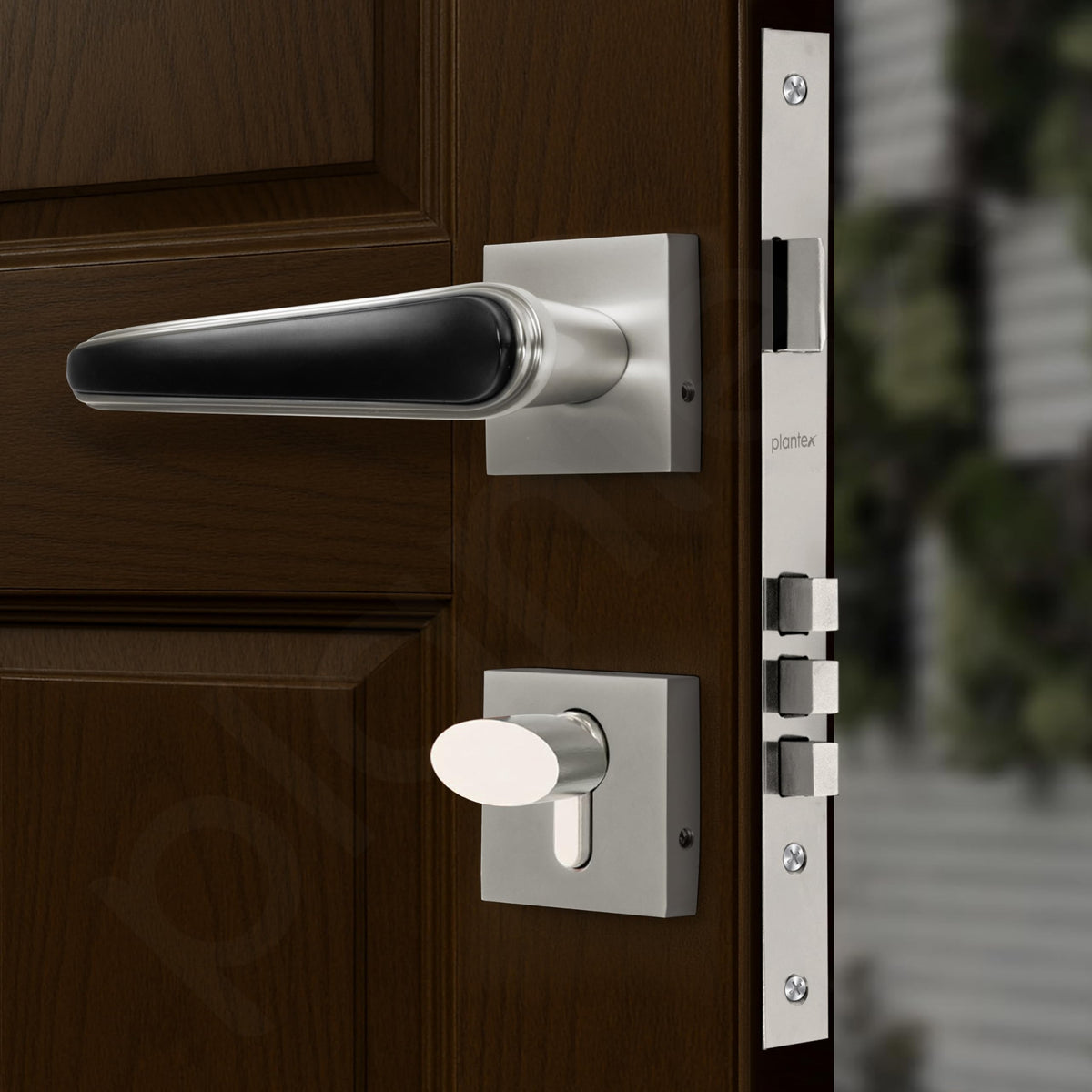 Plantex Main Door Lock/Mortise Lock for Doors - Robust Door Handle for Home with Brass Locks Body & Cylinder (PT-014, Satin & Black)-4