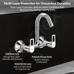 Plantex Sink Tap for Kitchen Sink/360 Degree Rotating with Foam Flow/Hot & Cold Sink Mixer/Wall Mount Sink Mixer with Wall Flange and Teflon Tape - Pack of 1 (Chrome, 3223)-4