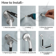 Plantex L-Shape Bathroom Handle for Senior Citizen/Grab Bar for Toilet/Wall-Mounted Safety Handle Made of 304 Grade Stainless Steel - Pack of 1 (Chrome & Black)-5