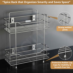 Plantex Wall Mounted Kitchen Organizer Rack/2 Tier Spice Rack for Kitchen/Hanging Shelves/Spice Organizer Storage Stand -(Chrome, 2 Tier)-3