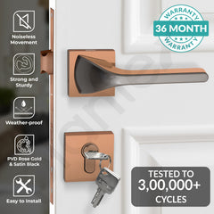 Plantex Heavy Duty Mortise Lock/Main Door Lock/Door Handle Set for Home/Office - Door Accessories- (APS-PT-009- Rose Gold - Satin)-2