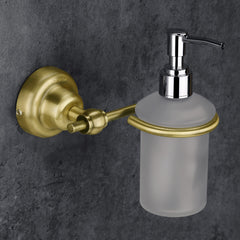 Plantex 304 Grade Stainless Steel Washroom Set of 2 - Toilet Paper Holder/Stand/Liquid Soap Dispenser - Skyllo (Brass Antique)-3