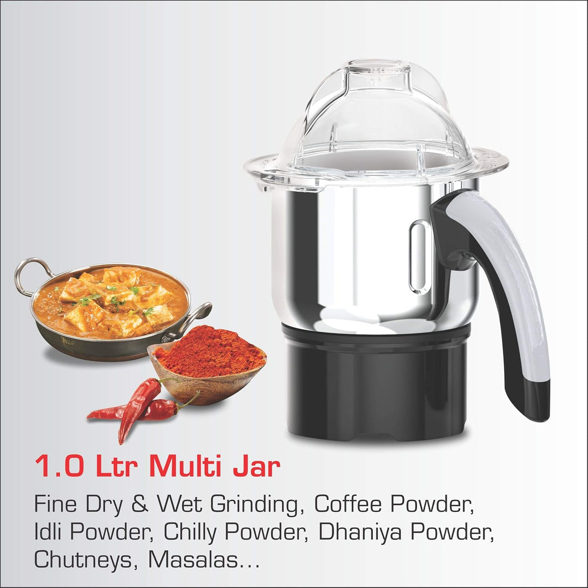 Vidiem Jumbo Mix Pro 1000W Mixer Grinder (Black) | 3 Leakproof Jars | Self-Locking Jars for Wet & Dry Grinding | Double 