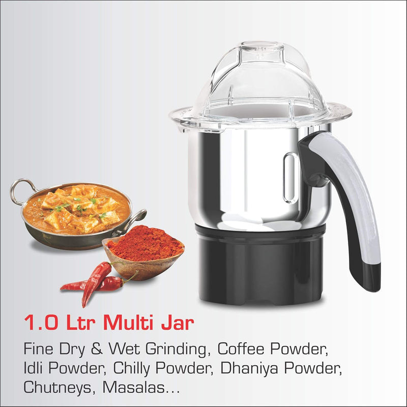 Vidiem Jumbo Mix Pro 1000W Mixer Grinder (Black) | 3 Leakproof Jars | Self-Locking Jars for Wet & Dry Grinding | Double 