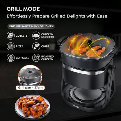 Prestige Air Flip All-In-One 4.5 Litre Air Fryer| Air Frying and Grilling with a Flip| 5 Preset Menu| Air Fryer Mode and Grill Mode|360 View Glass Air Fryer Basket