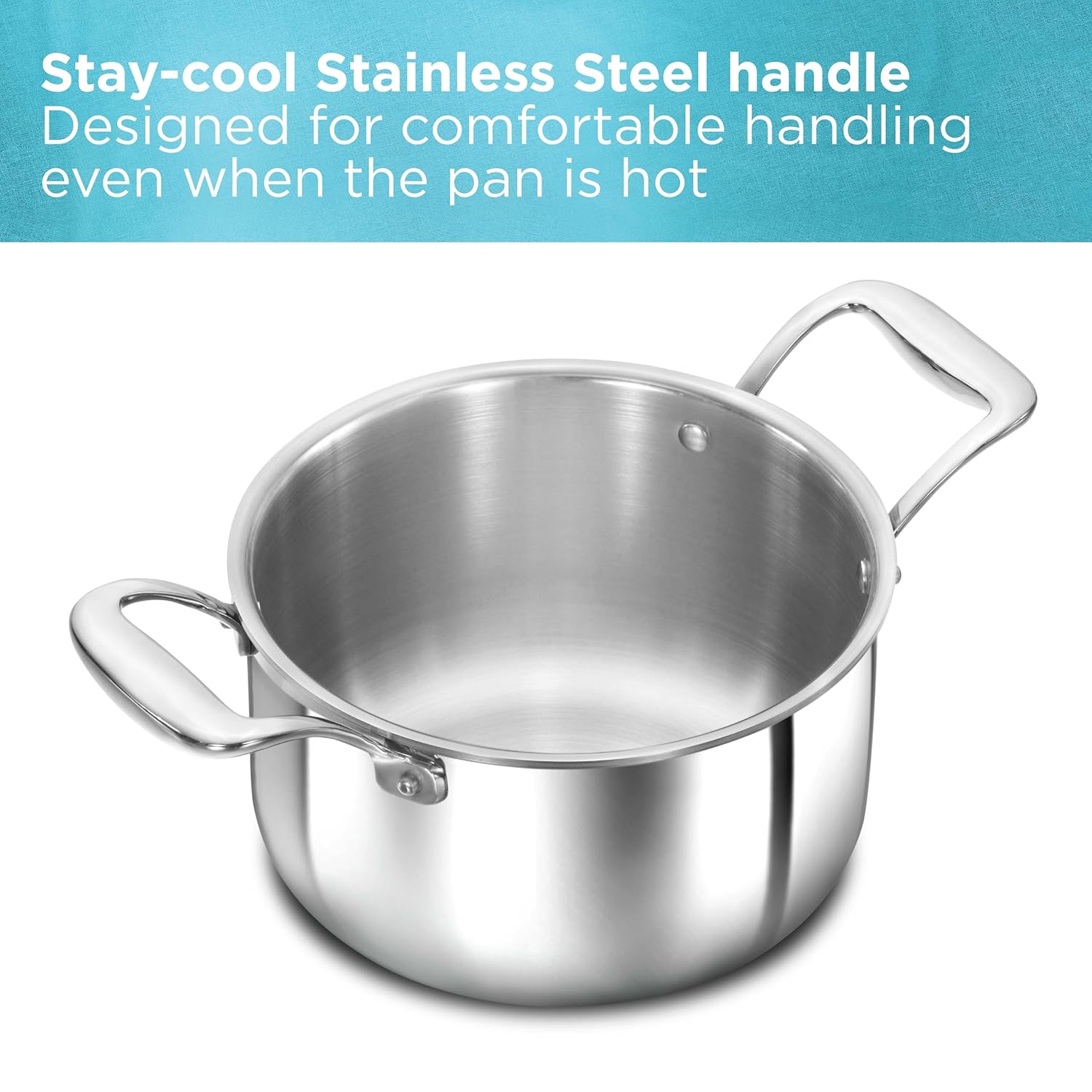 Hawkins 3 Litre Pro TriPly Stainless Steel Milk Pan with Stainless Steel Lid, Milk Pot, Sauce Pan, Silver (PSMP30S)