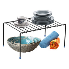 Plantex Stainless Steel Kitchen Storage Rack/Plate Storage Stand/Kitchen Cabinet Organizer/Dish Rack (Black), 31.5x20.5x15.5 cm-1