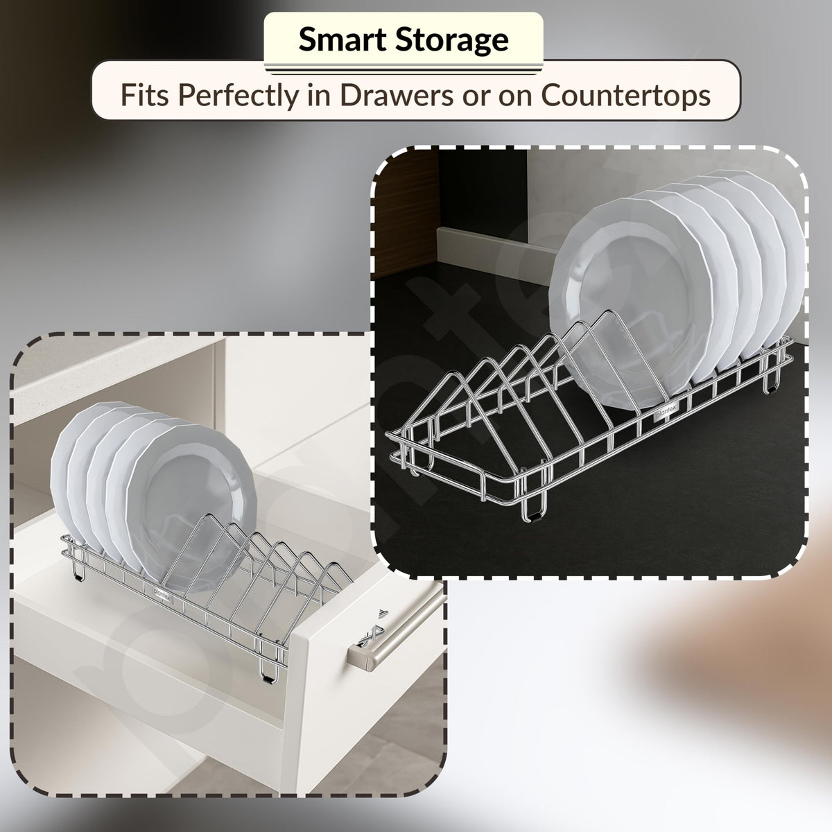 Plantex Stainless Steel Dish Rack/Thali Stand/Plate Fixer/Plate Stand/Tandem Box Accessories (Chrome)-6