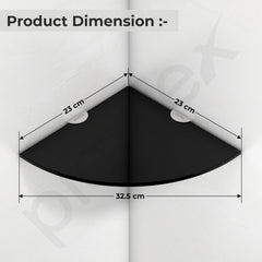 Plantex Glass Corner Shelf for Bathroom/Living Room/Kitchen Corner Shelf, Wall Mount/Glass Shelf for Bathroom Wall (9x9 Inches, Black, Pack of 3)-2