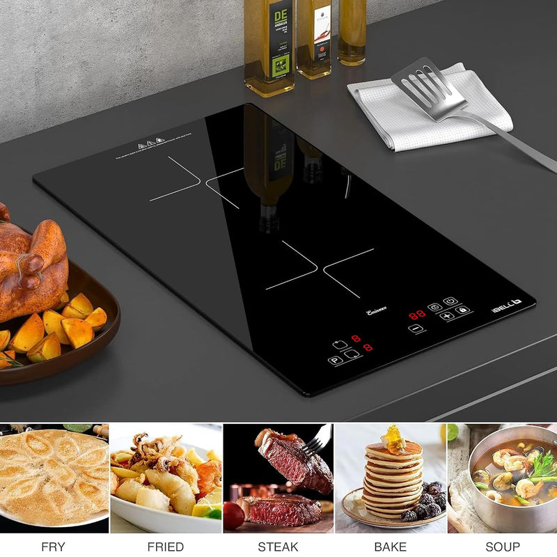 iBELL EMINENCE02, 3500W, 3-YEAR WARRANTY, 2-Zone Induction Hob with Touch Controls & Toughened Glass, High Speed Heating, Energy Efficient, Perfect for Modern Kitchens [Black]